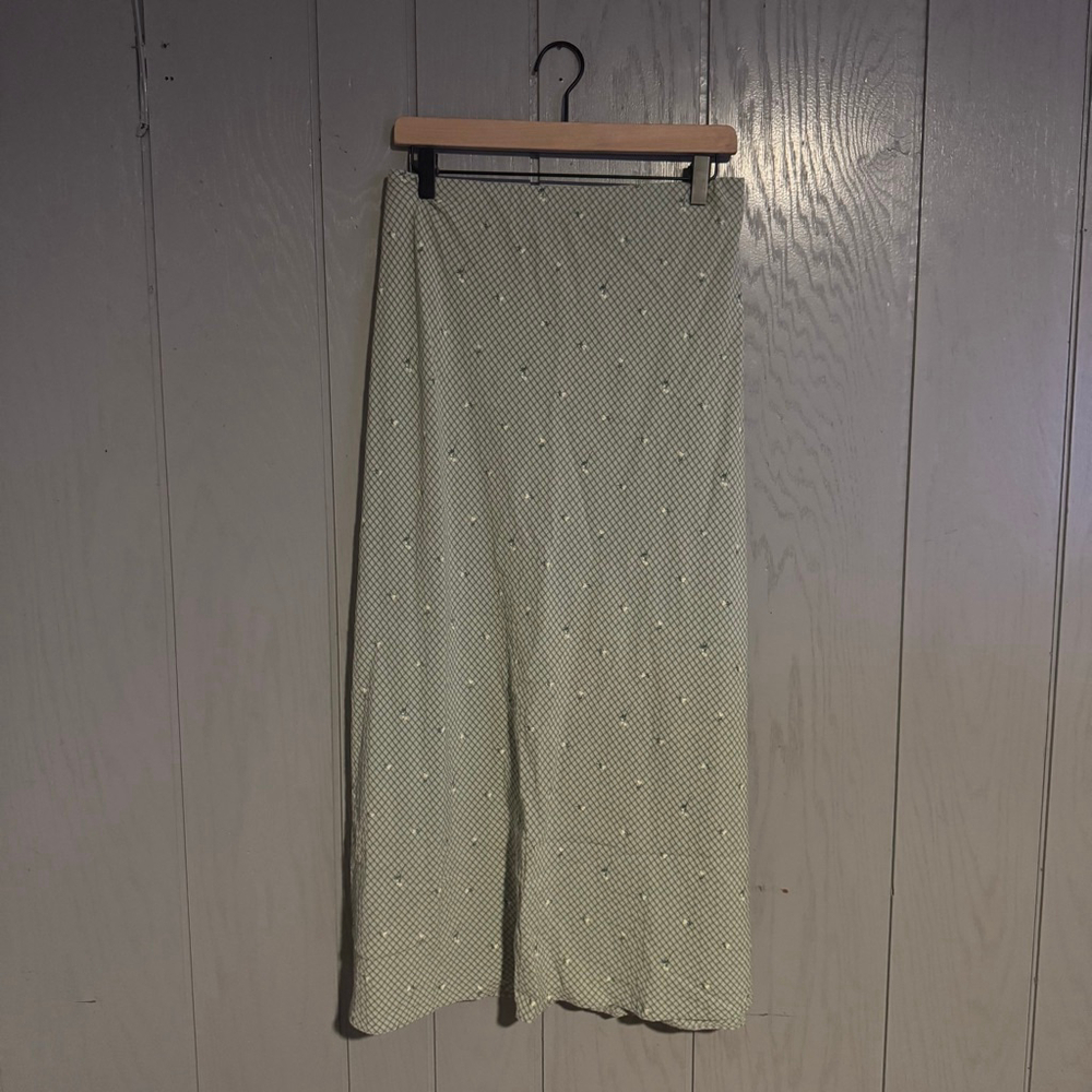 Nasty Gal Collection Gingham Midi Skirt — Sage Green